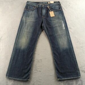 Vintage Guess Jeans Mens 38x30 Blue Faded Dean Straight Wide DEADSTOCK NEW Y2K